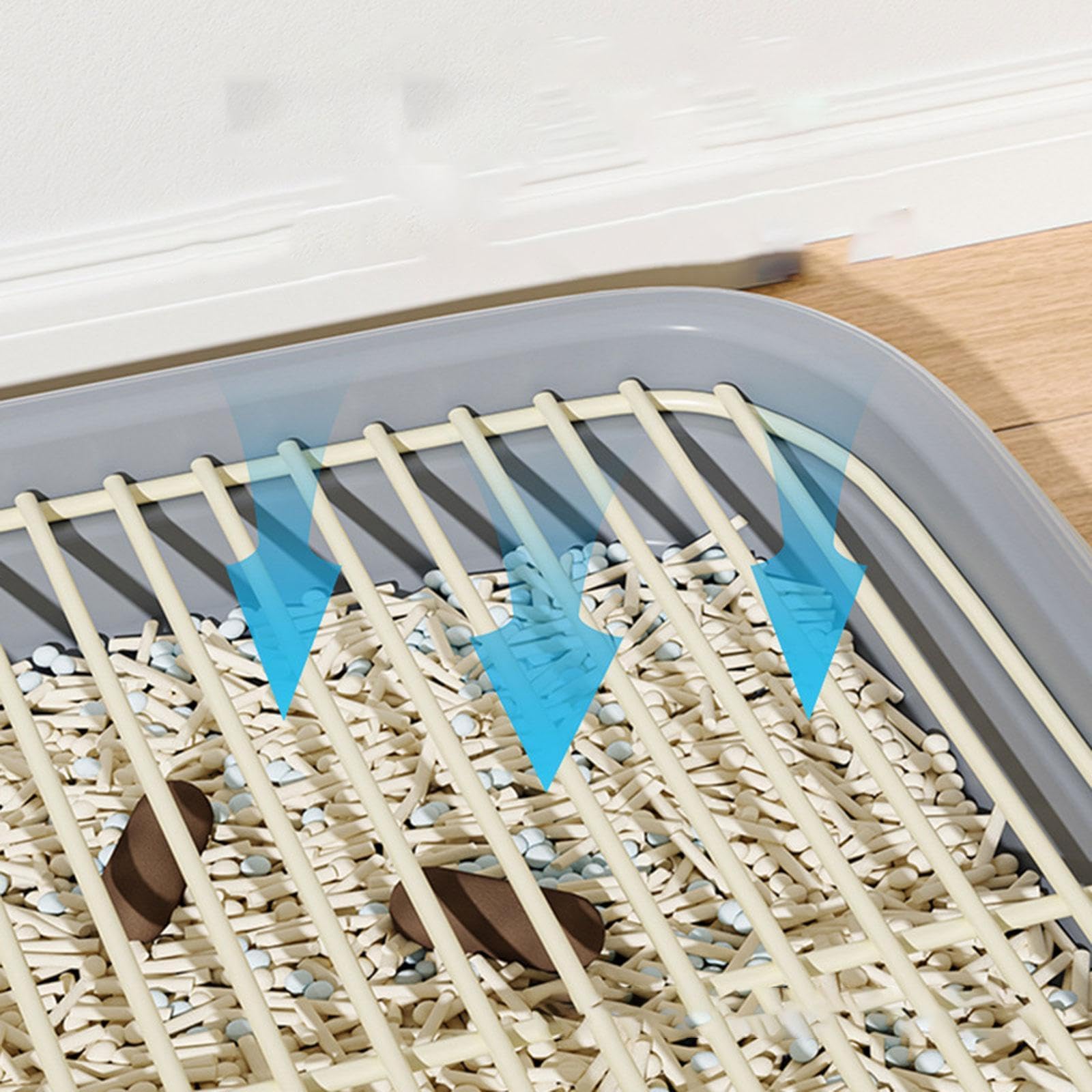 El Entrenamiento para IR al baño de tu Cachorro es fácil con una Bandeja Antideslizante Especialmente diseñada para Perros pequeños en casa, Azul Oscuro, SG
