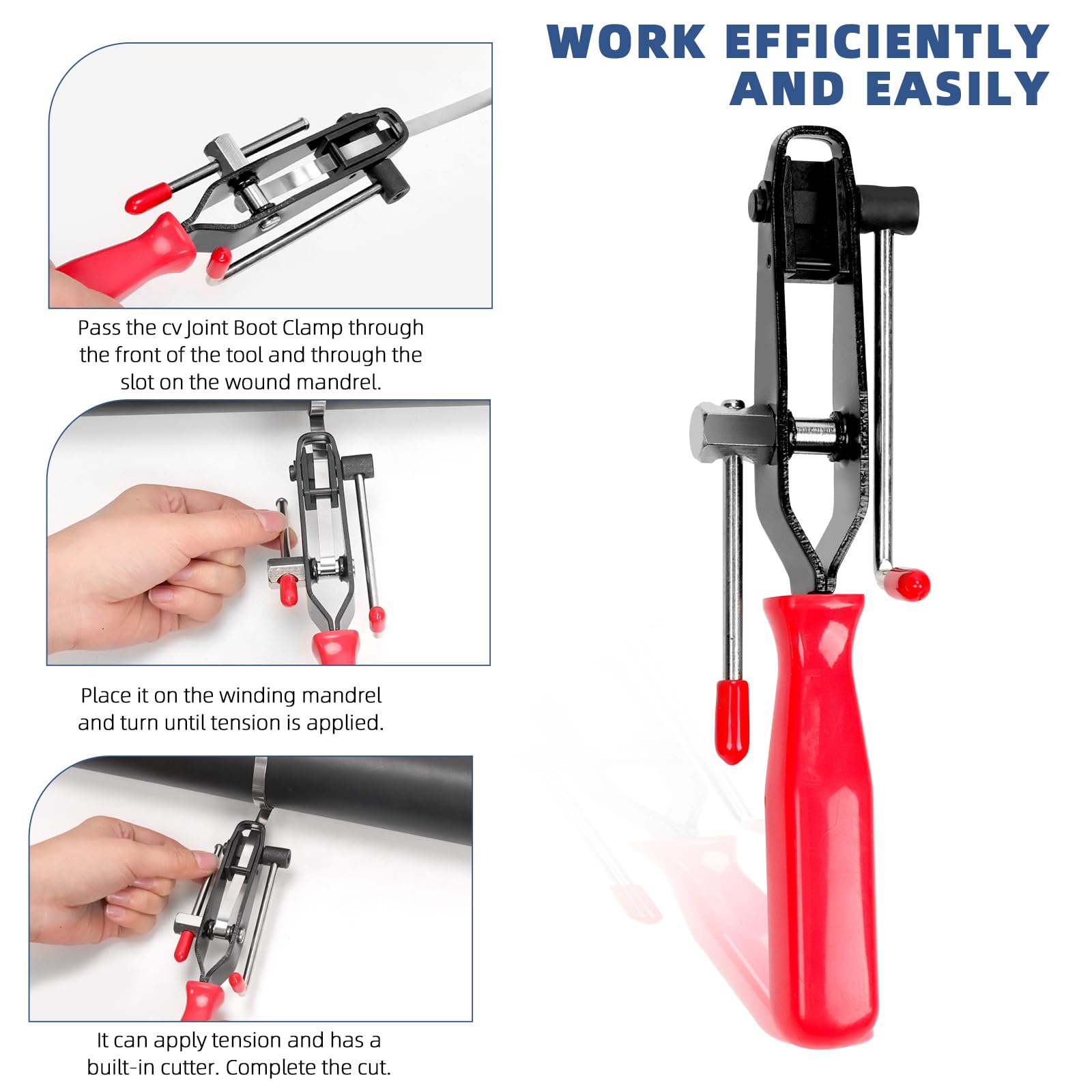 Glarks Kit di morsetti per bagagliaio in acciaio inox 304, 10 pezzi, strumento di bloccaggio per giunto CV per bagagliaio, strumento di crimpatura a crimpare per albero di trasmissione universale