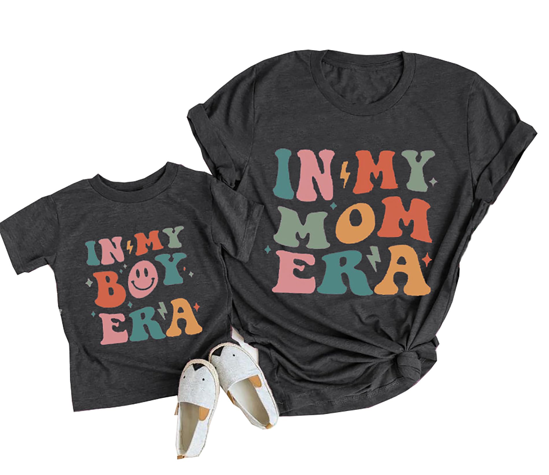 Mommy and Me Matching Shirts,in My Mom Era T-Shirt,Mamas Boy Graphic Tees,Funny Mom Son Shirt
