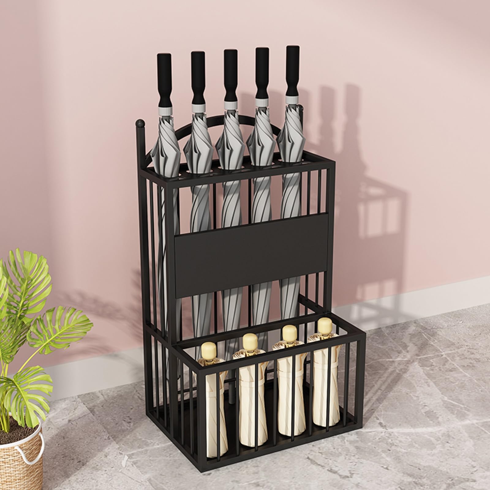 BHFPFZA Durable Metal Umbrella Stand - Commercial Storage Solution for High Traffic Areas, Perfect for Hotel Entrance and Lobby nization