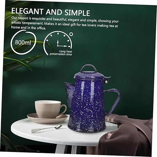 Miniatura 4 de Olla de café esmaltada Caldera de café al aire libre fogata Hervidor vintage Camping Cafetera Caldera de café esmaltado Tetera blanca Tetera de