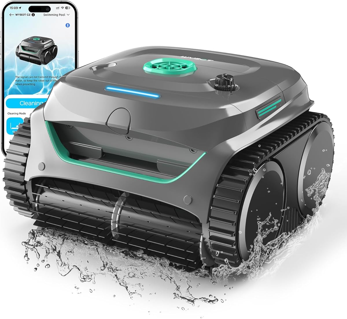 (2025 New) WYBOT C2 Cordless Robotic Pool Cleaner, Wall & Waterline Cleaning, Automatic Pool Vacuum for Inground Pools, Dual Filtration, Max 180mins Runtime, App Control(Bluetooth Connect)