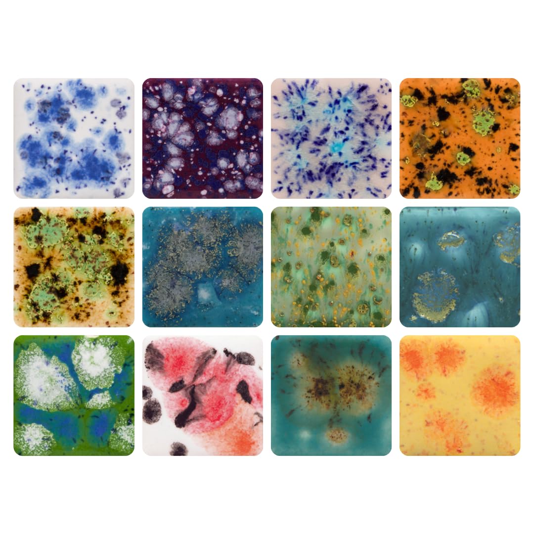 Jungle Gems Crystal Crystalites Glazes 12-Pint Set #2 (S2KT2P), 12 Assorted Colors, Low/Mid-High Fire Cone 06-10 (JG) Liquid Ceramic Pottery Glazes for Wet/Unfired Clay or Bisque