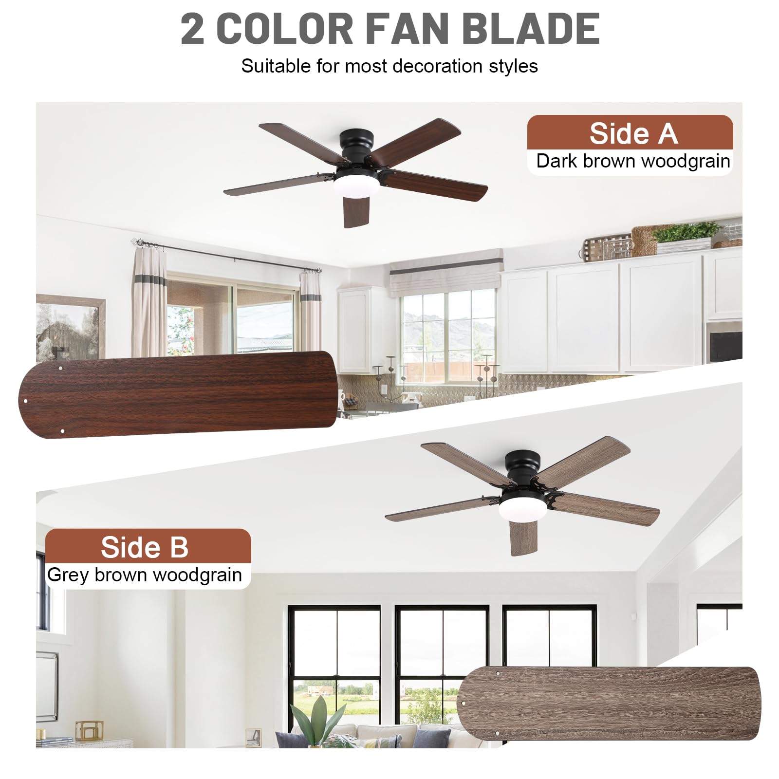 Sofucor 107 cm Ventilateur Plafond avec Lumière et Télécommande