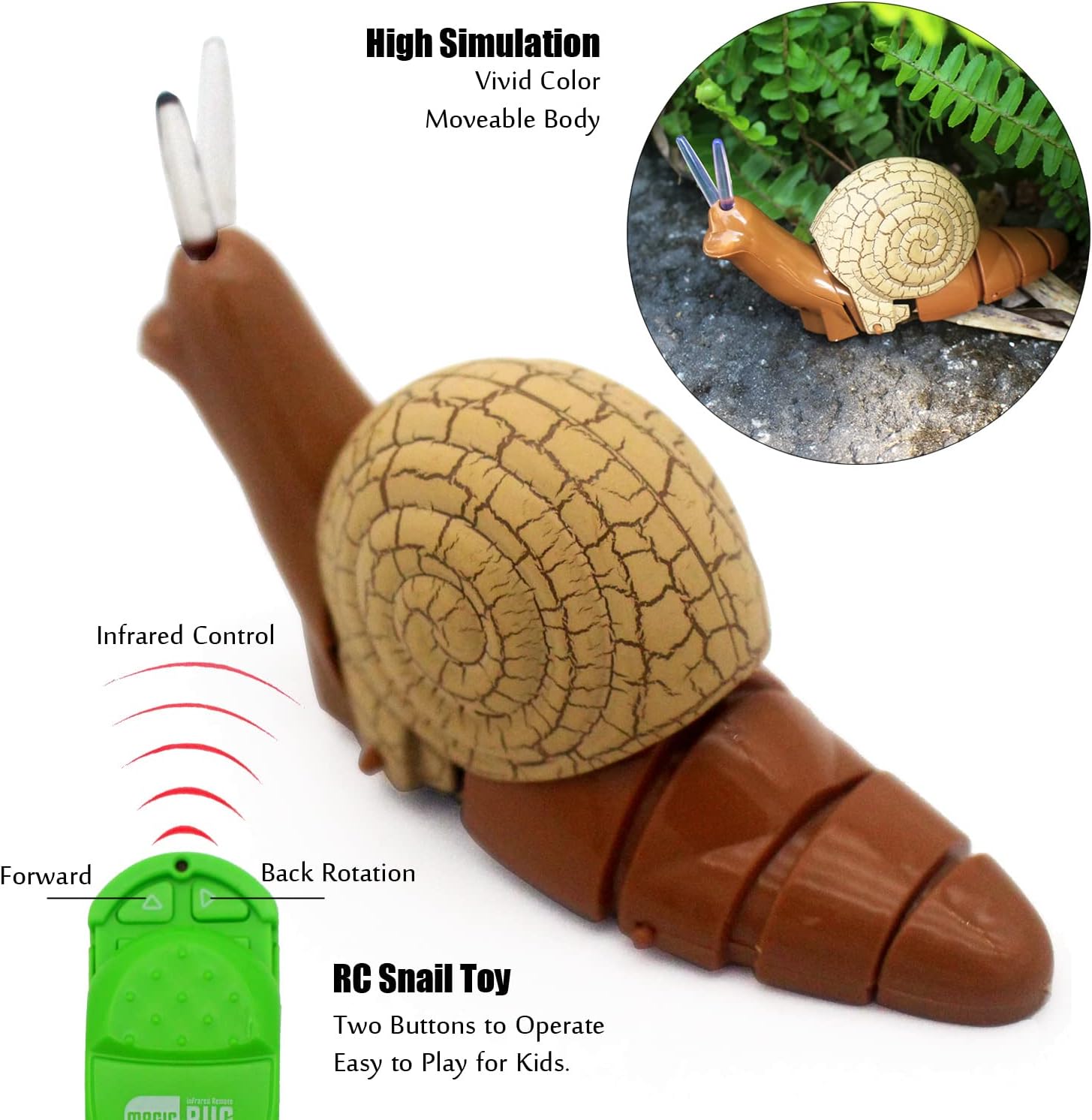 Tipmant Realistic RC Snail Remote Control Animal Toys Realistic Electronic Fake Insect Car Vehicle Kids Birthday Gifts