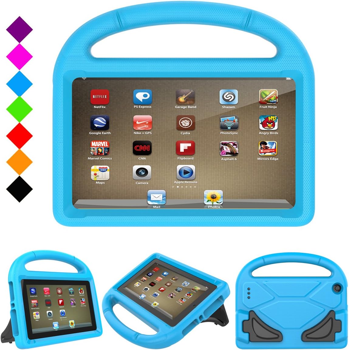 Fire 7 2017 Kids Case, Fire 7 2015 case - Dinines Light Weight Shock Proof Protection Handle Stand Kid-Proof Cover Case for All-New Amazon Fire 7 Tablet (7th 7th Gen, 2017/5th Gen, 2015)