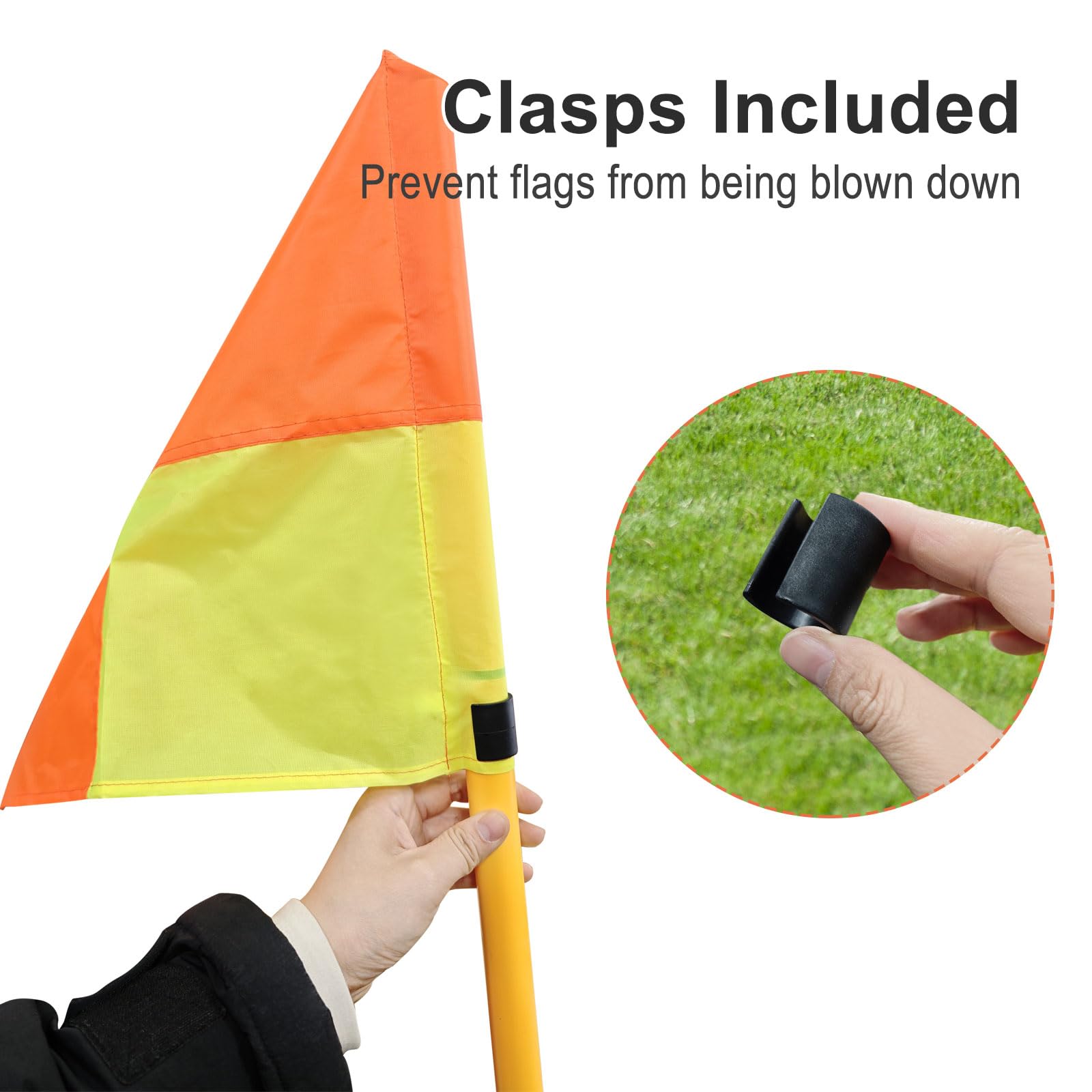 Juego de 4 banderas de esquina de fútbol, postes de entrenamiento de 5 pies para campo de fútbol, postes de bandera de esquina portátiles para entrenamiento de velocidad y agilidad, equipo de campo y