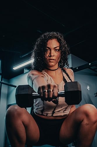 Miniatura 8 de Gronk Fitness Pares de mancuernas hexagonales de goma, 5 libras, 70 libras, equipo de entrenamiento para hombres y mujeres, hierro fundido