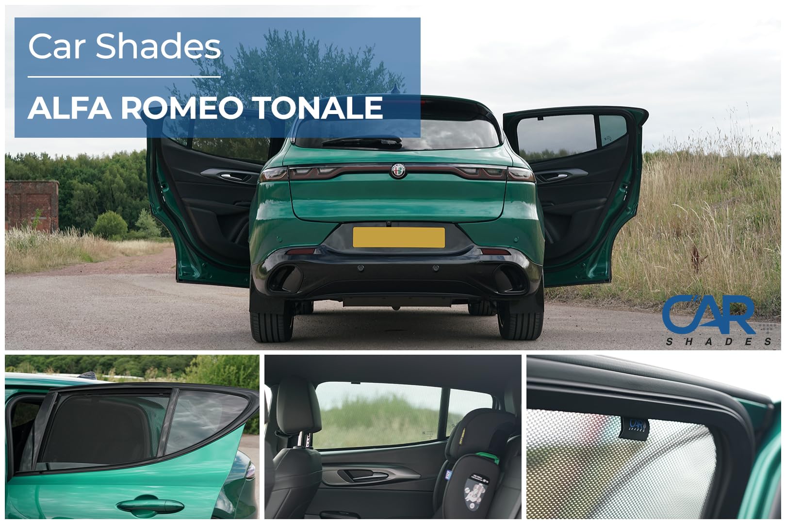 Set di Car Shades (Porte Laterali Posteriori) Compatibile con Alfa Romeo Tonale 2022- (2-Parti) Tendine Parasole su Misura