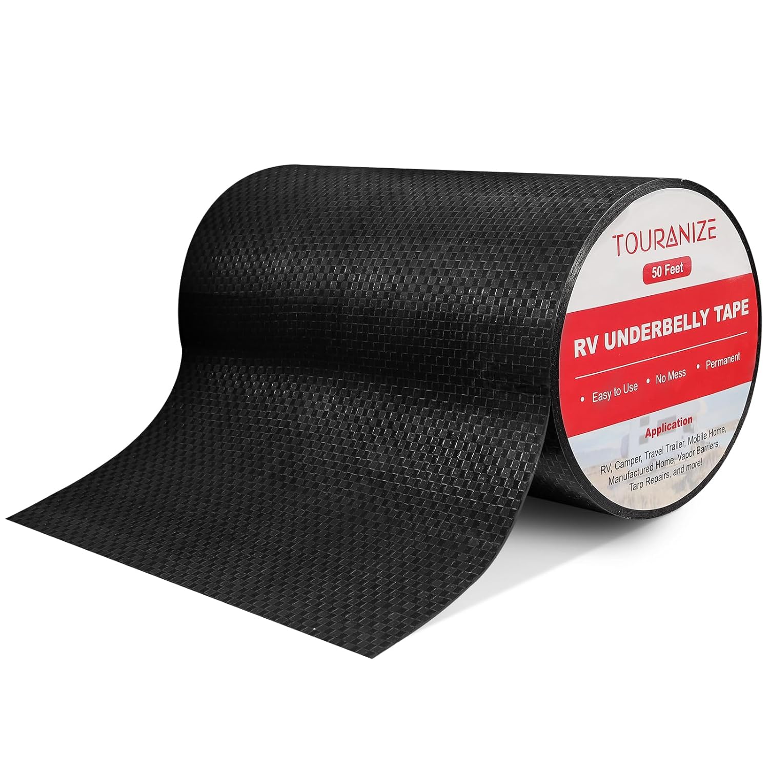 RV Underbelly Material RV Underbelly Tape, 8'' x 50' Waterproof Flex Belly Tape with Permanent Sealing Adhesive for Mobile Home, Camper Travel Trailer, Tear Repair Patch, Black