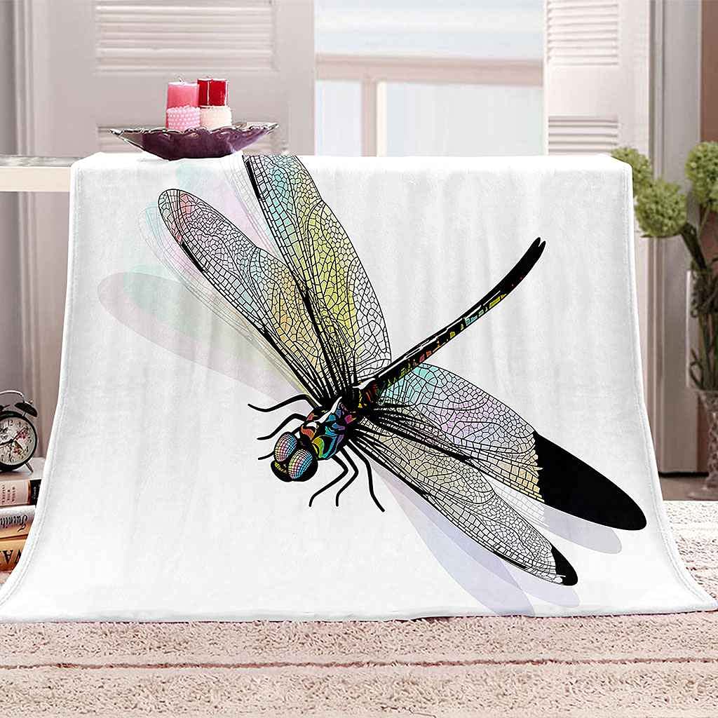 Couverture Libellule en Flanelle Polaire Impression 3D pour Canapé