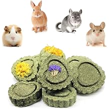 Bunny Chew Toys for Teeth, PeSandy Natural Pet Chew Toy Hand Made Timothy Hay Cakes for Chinchilla Guinea Pig Hamsters Holland Lop Prairie Dogs Squirrels Gerbils Rabbit Chewing & Molar Teeth, 9.5oz
