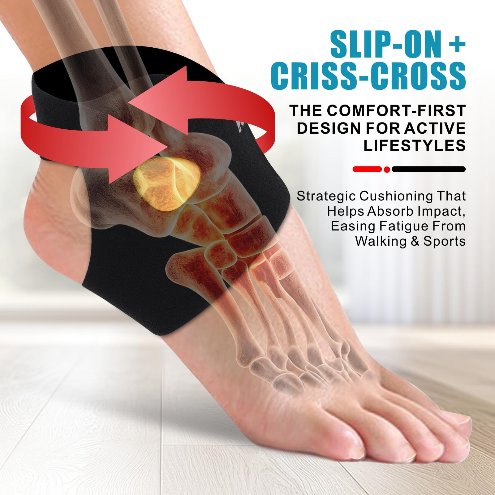 Kenspeed 2 PACK Ankle Brace for Women & men with Dual-Density Foam Pads & Adjustable Arch Support – ankle compression sleeve Targeted Relief for Fatigue, Ankle Pain (Large/X-Large) — view 2
