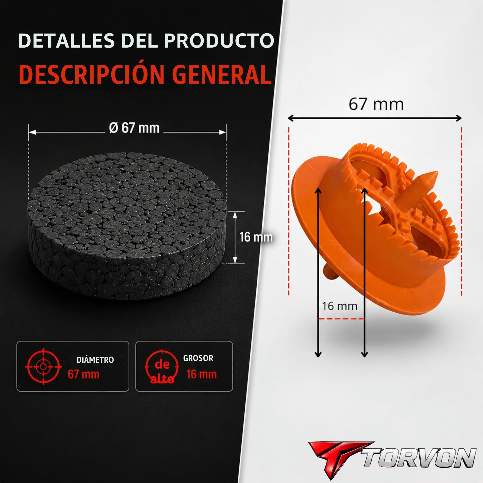 WDVS SET (Dübel aislantes Ø10x260mm con clavo de plástico 100Und + Anillos de poliestireno Ø67x16mm 100Und + Fresadora de poliestireno 1Und) Tacos de impacto para aislamiento de fachadas Calor