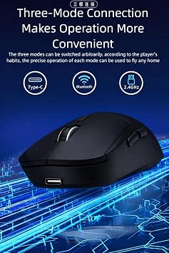 Coverzone 3 Modlu Kablosuz Mouse Type-C Şarjlı Bluetooth + 2.4GHz Dual Mode 6400 DPI Ultra Uzun Mesafe Bağlantı Hafif Tasarım 5 Milyon Tıklama Dayanımı S203 Gaming Chip Ergonomik Mouse | Pro Y