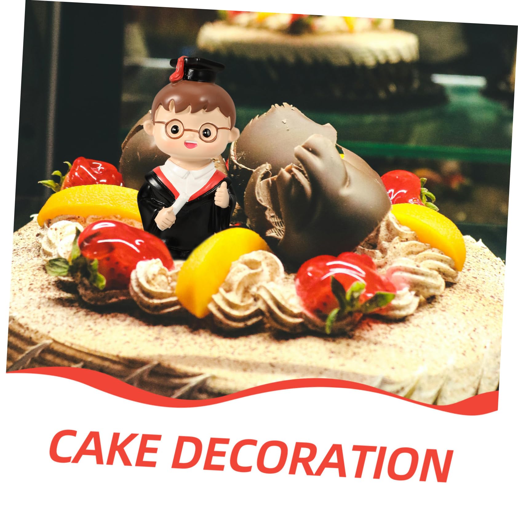 Ciieeo 4stücke Graduation Cake Decoration Resin Figurine Topper Für Abschlussfeiern Essbare Tortendeko Mit Lustigem Design Für Muffins Und Desserts Sicherer Lebensmittelkontakt
