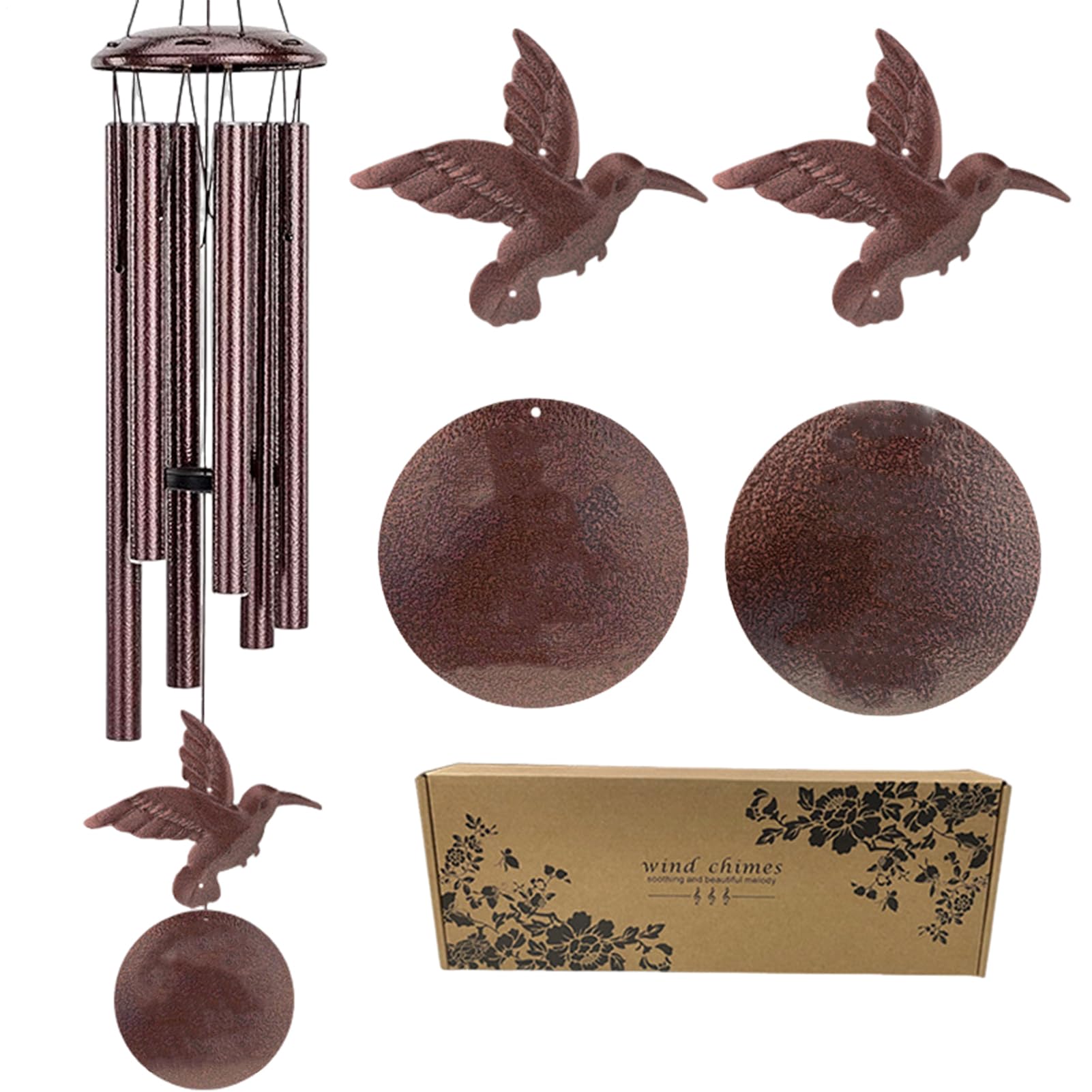 Carillon à vent colibri extérieur 91 cm - Carillon éolien durable balcon jardin