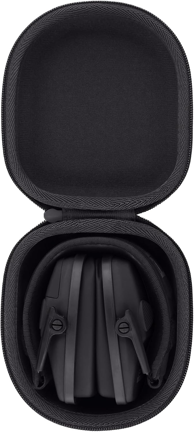Black Case for Walkers Razor Slim/Howard Leight/Prohear 066 016 Electronic Ear Protection Muffs and Shooting Glasses