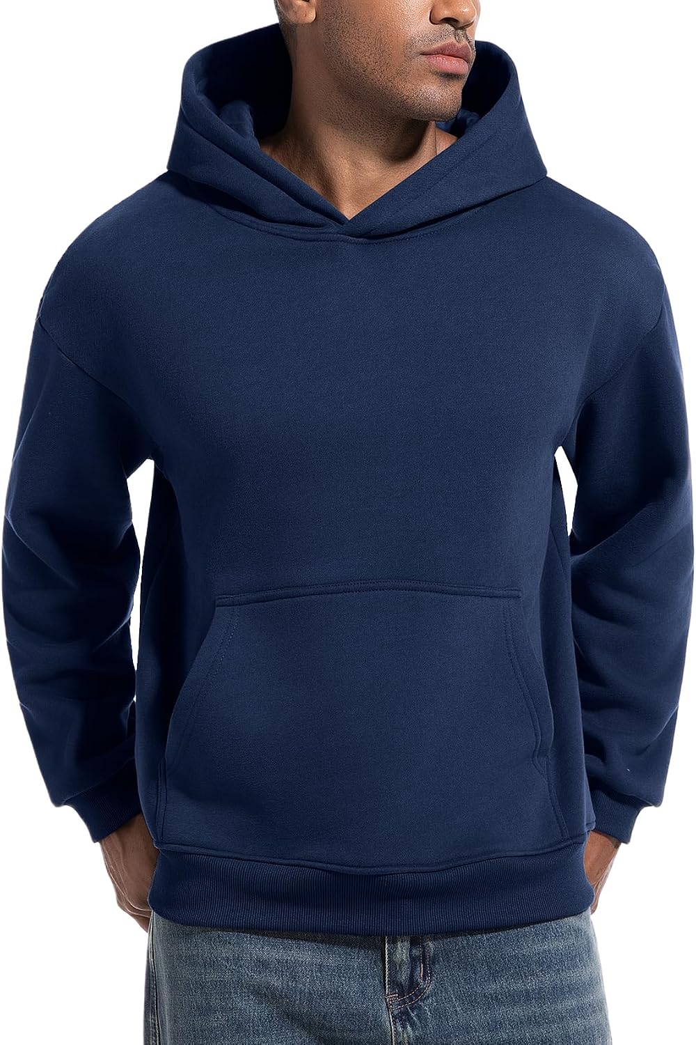 Eisctnd Men's Cotton Fleece Hoodie Pullover Long Sleeve Casual Fashion Hooded Sweatshirt with Kanga Pocket