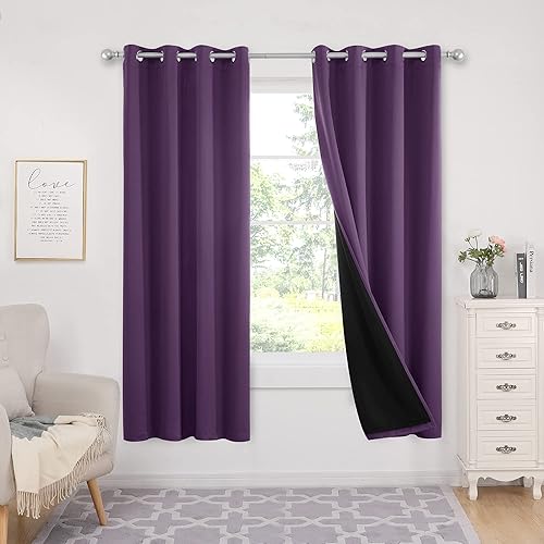 Miniatura 53 de Deconovo - Cortinas opacas 100% con forro, aisladas térmicamente, con reducción de ruido, certificadas por Oeko-TEX, con ojales en la parte Gris