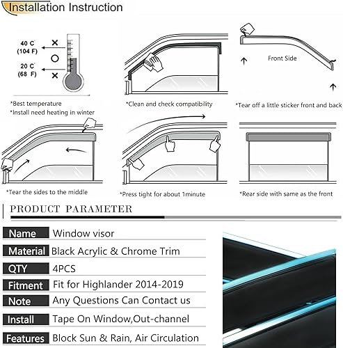 Miniatura 2 de Protector de lluvia para ventana de coche (negro 4)
