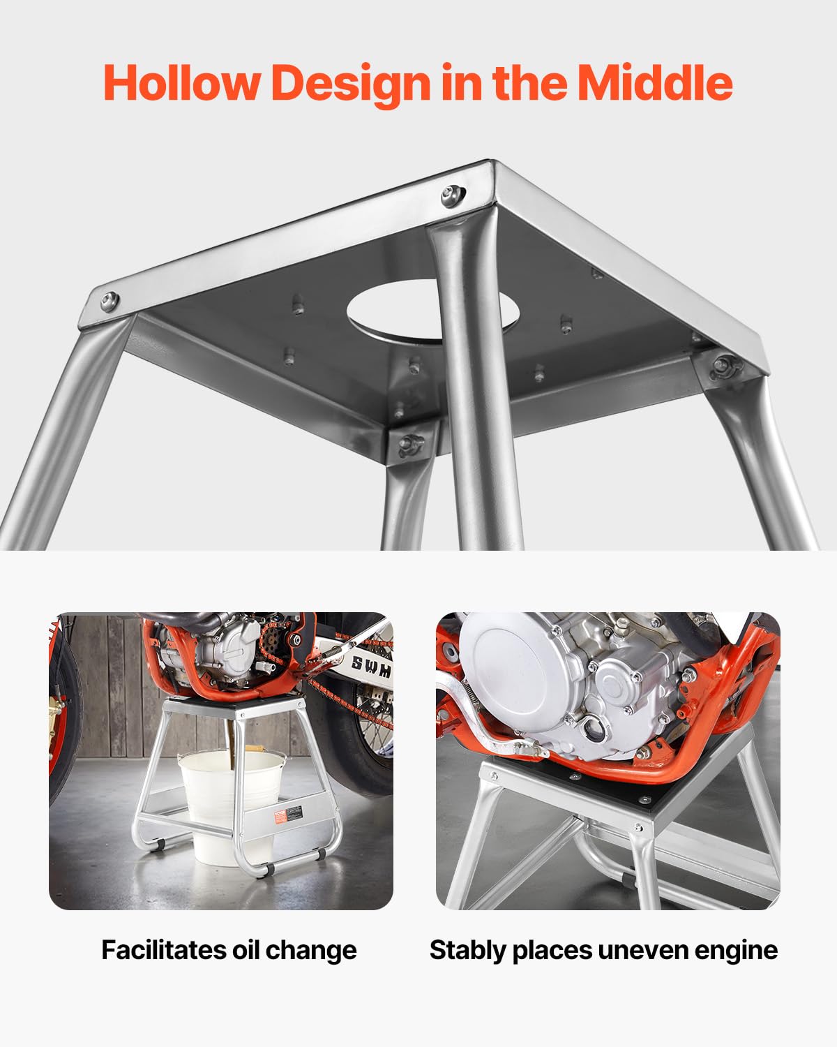 VEVOR Support Moto Tout-Terrain avec Capacité de Charge de 499 kg, Tabouret Lève-Moto Universel et Antidérapant, Stand de Motocross en Acier Robuste, pour Entretien Sports Motorisés Atelier Garage