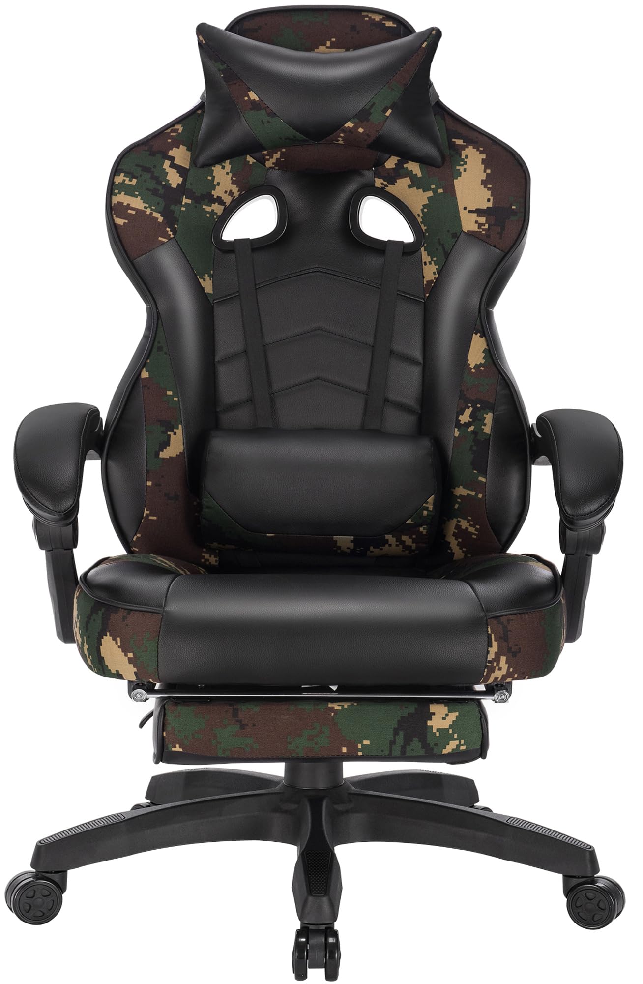 WOLTU Gaming Stuhl Ergonomischer, 150 kg Belastbarkeit, Verstellbarer Rückenlehne, Ergonomische Lendenstütze, Fußstütze, Büro- & Game-Sessel, Camouflage