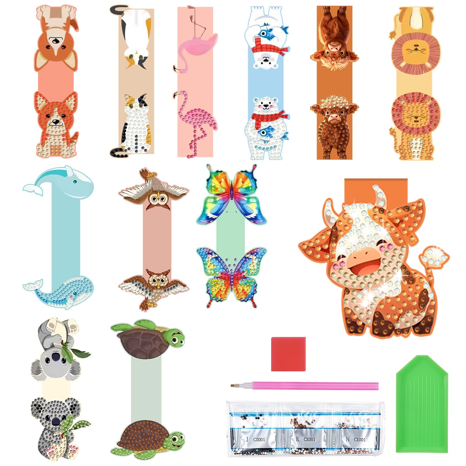 TranRantic 12 Pcs Animal Diamond Art Magnetic Bookmark DIY Kit