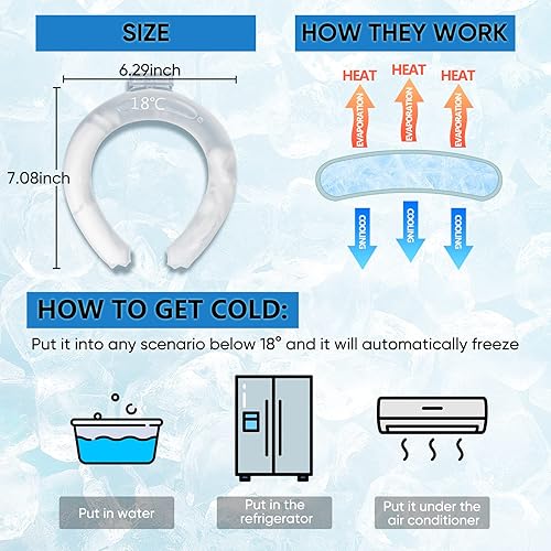 Miniatura 6 de AOONEG Enfriador de cuello, tubo de enfriamiento de cuello, enfriador de cuello de gel de hielo, enfriador de cuello reutilizable para el calor del