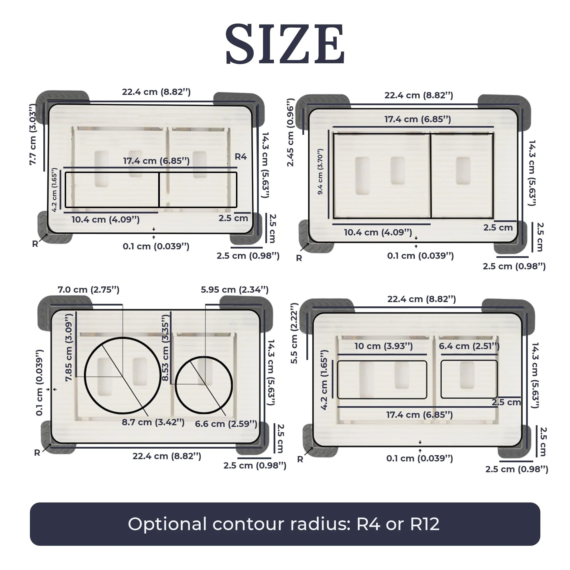 Set complet – Plaque de déclenchement de WC invisible et carrelable avec fixation magnétique – Compatible avec Geberit Sigma, Tece & plus – Installation affleurée pour un design de