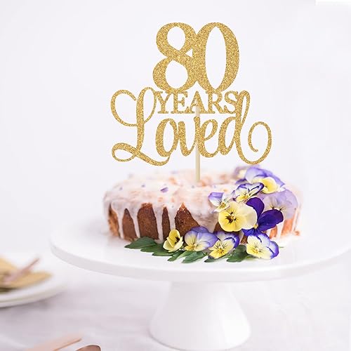 Miniatura 4 de Decoración para tartas de 80 años, con texto en inglés "Cheers to 80 Years", decoración para pastel de 80 cumpleaños, aniversario de boda,