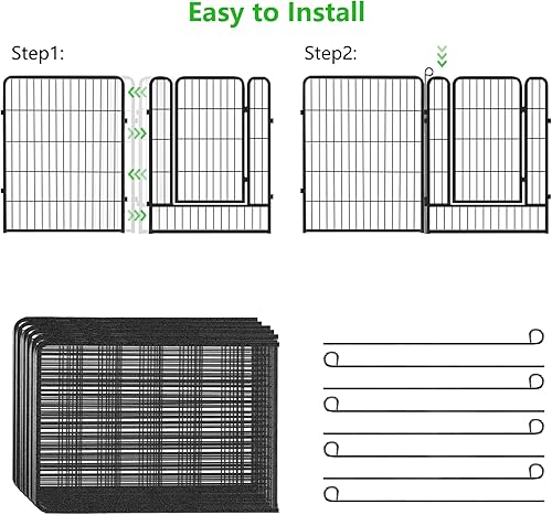 Miniatura 6 de Paneles decorativos de metal para valla de jardín con puerta, 32 pulgadas de alto x 30 pies de largo, cerca para el patio trasero, valla de patio al