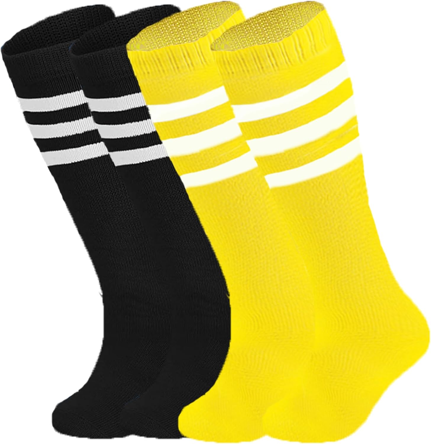 2 Pairs Kids Soccer Socks - Toddler Knee High & Tube Socks for Girls & Boys
