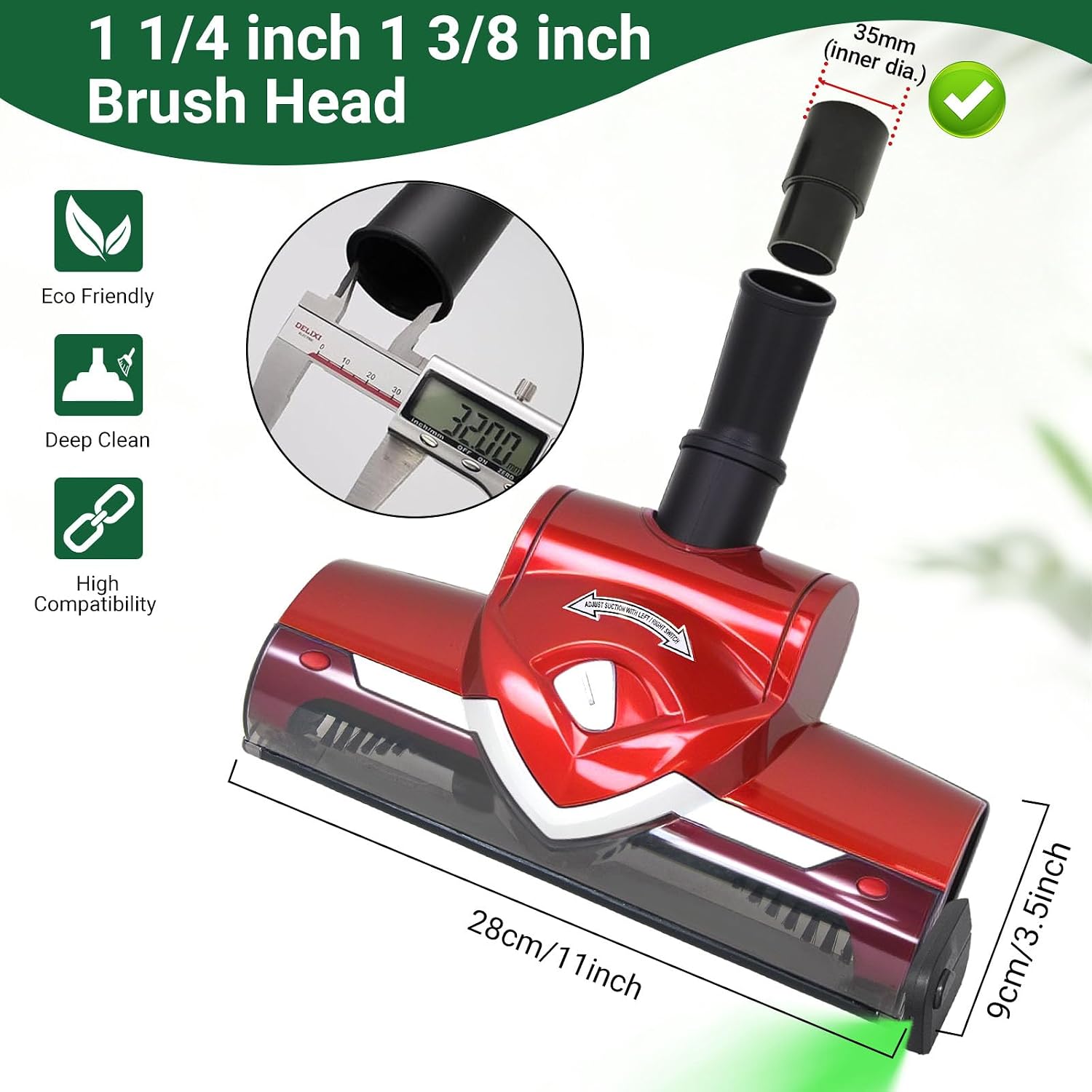 EZ SPARES Replacement Turbo Brush Head with Dust Display LED,Universal Vacuum Cleaner Brush Compatible with Most Vacuum Brands,Hoover Eureka Royal, Rainbow Shop Vac,As Christmas New Year Gifts(RED)