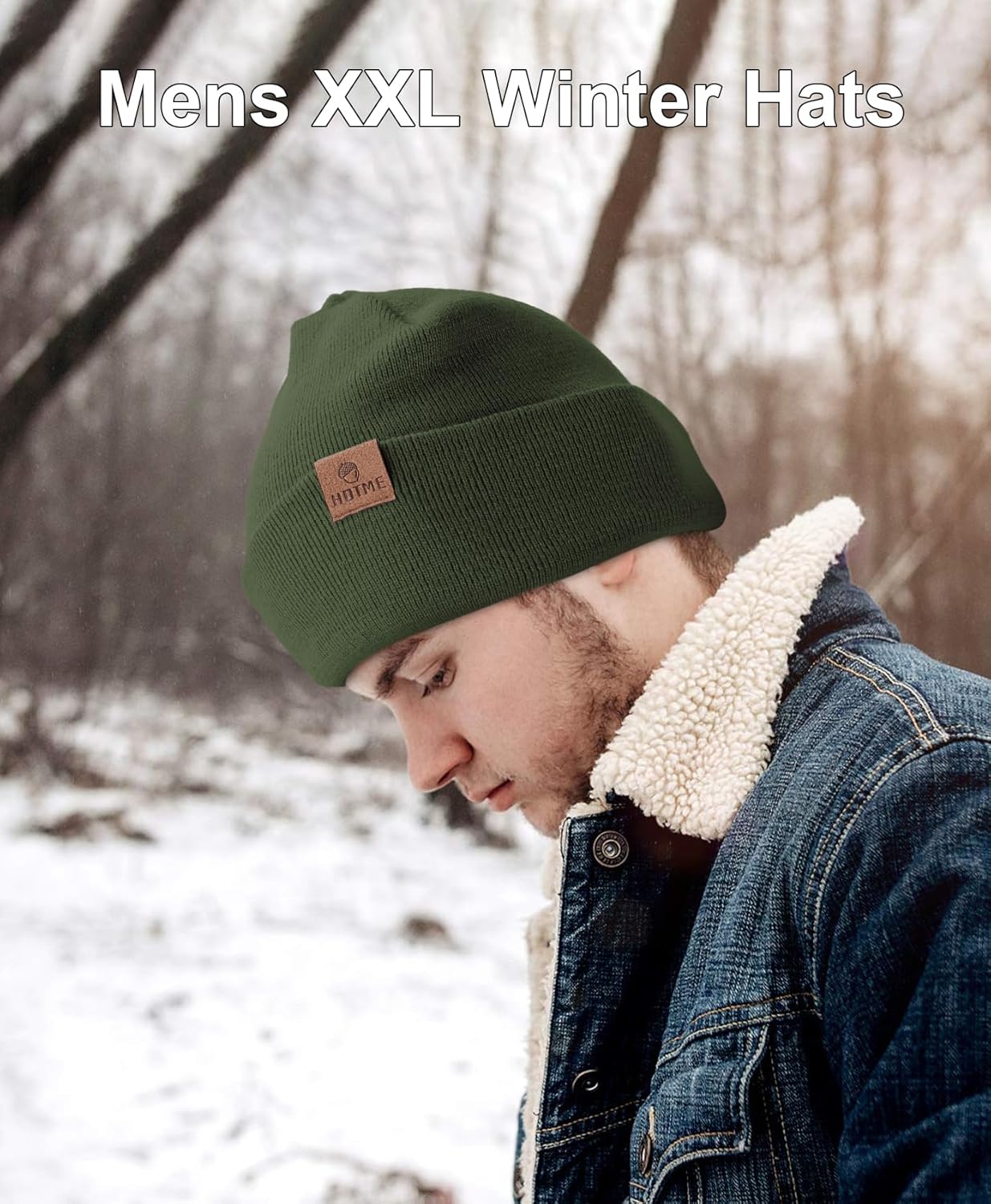 Oversize XXL Beanie Hat for Big Heads 23.6"-25.6", Large Winter Watch Cap Stocking Hat, Big Knit Cuffed Cap Ski Hats - Image 6