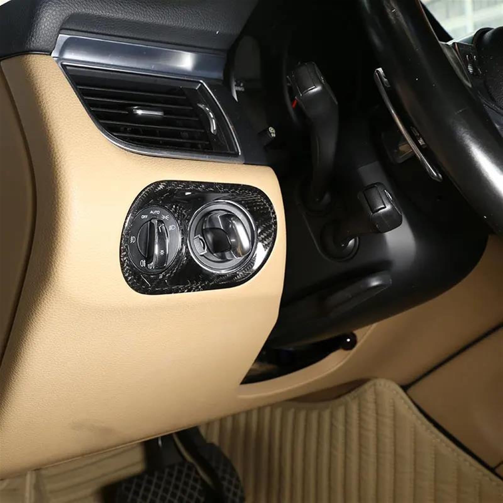 Per Porsche Macan 2014-2023. Pulsante Interruttore Fari Per Auto Copri | Telaio Chiave Adesivo Per Finiture Accessori Auto Accessori Per Auto(Carbon Fiber)