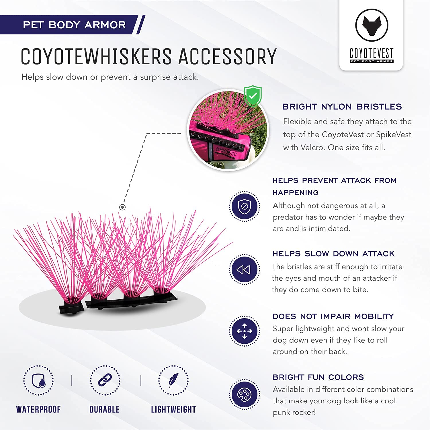 CoyoteVest CoyoteWhiskers Protection Nylon Bristles for CoyoteVest or SpikeVest Dog Harness Vest Dog Accessories That Deter Coyote - Image 2