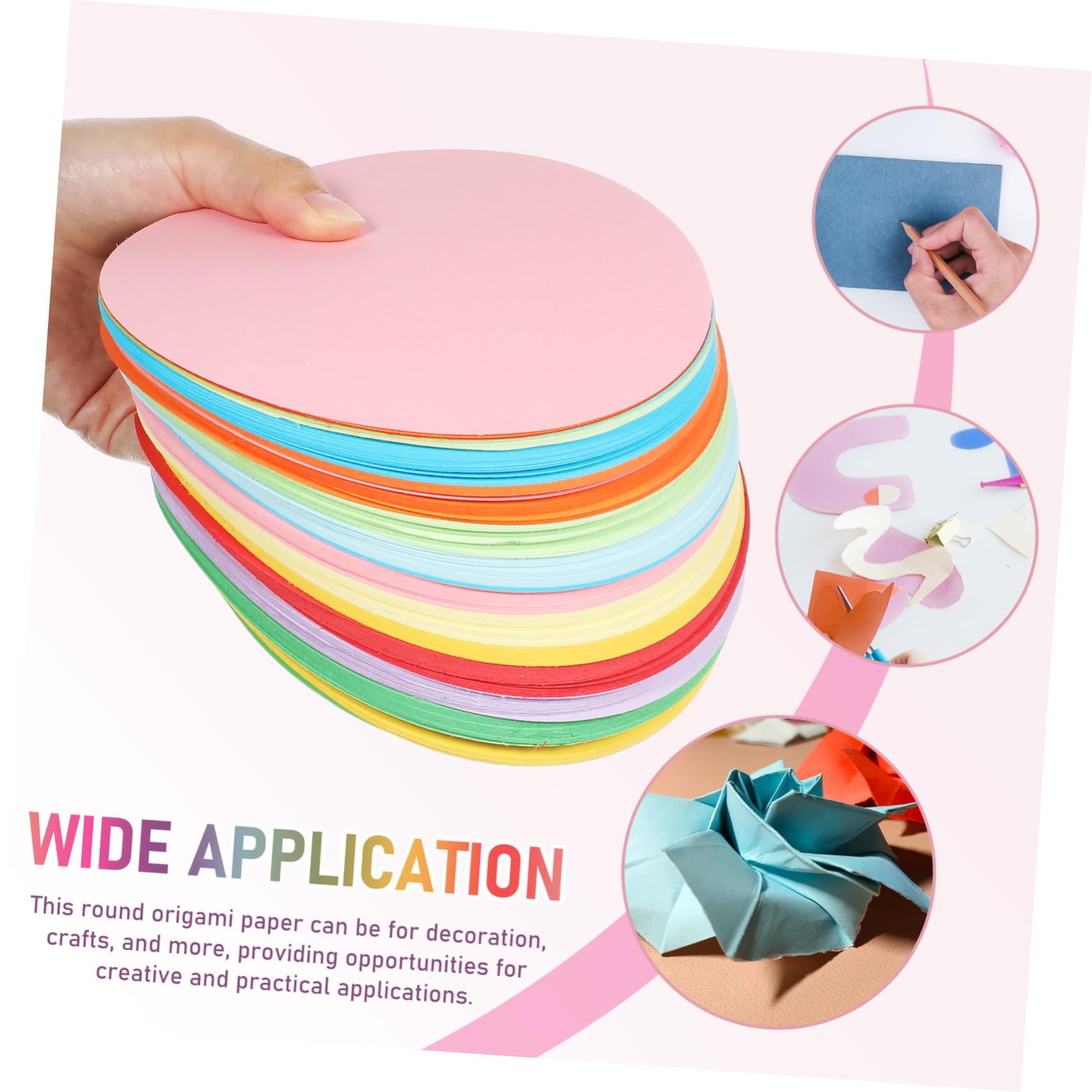 STOBOK 500 Blatt Farbiges Origami Papier in Runden Kreisen Stabiles Bastelpapier für Vielseitige Verwendung und Dekoration für Kinder und Anfänger