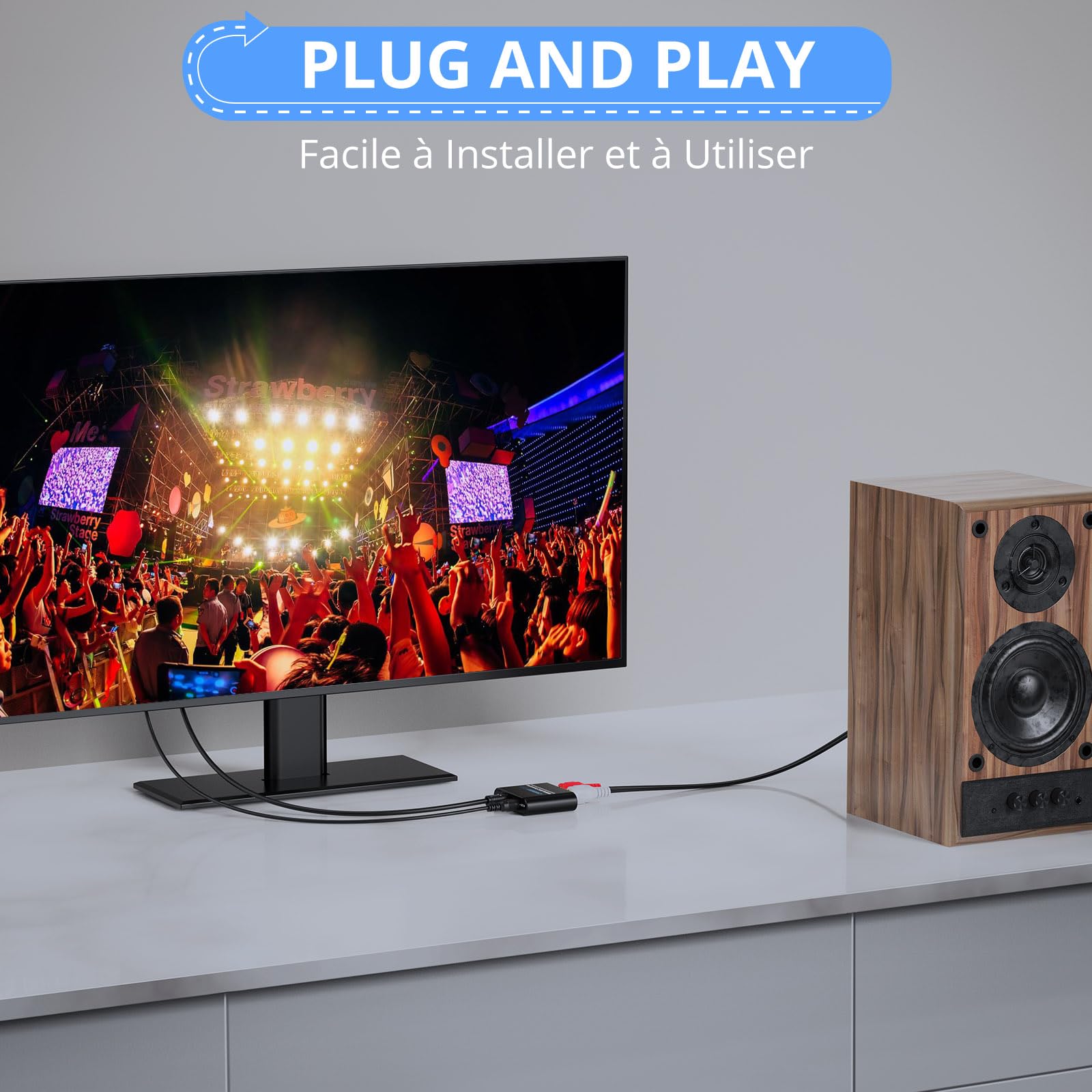 CAMWAY Convertisseur DAC 192kHz SPDIF vers RCA Optique Toslink vers 3.5mm Audio Numérique Analogique