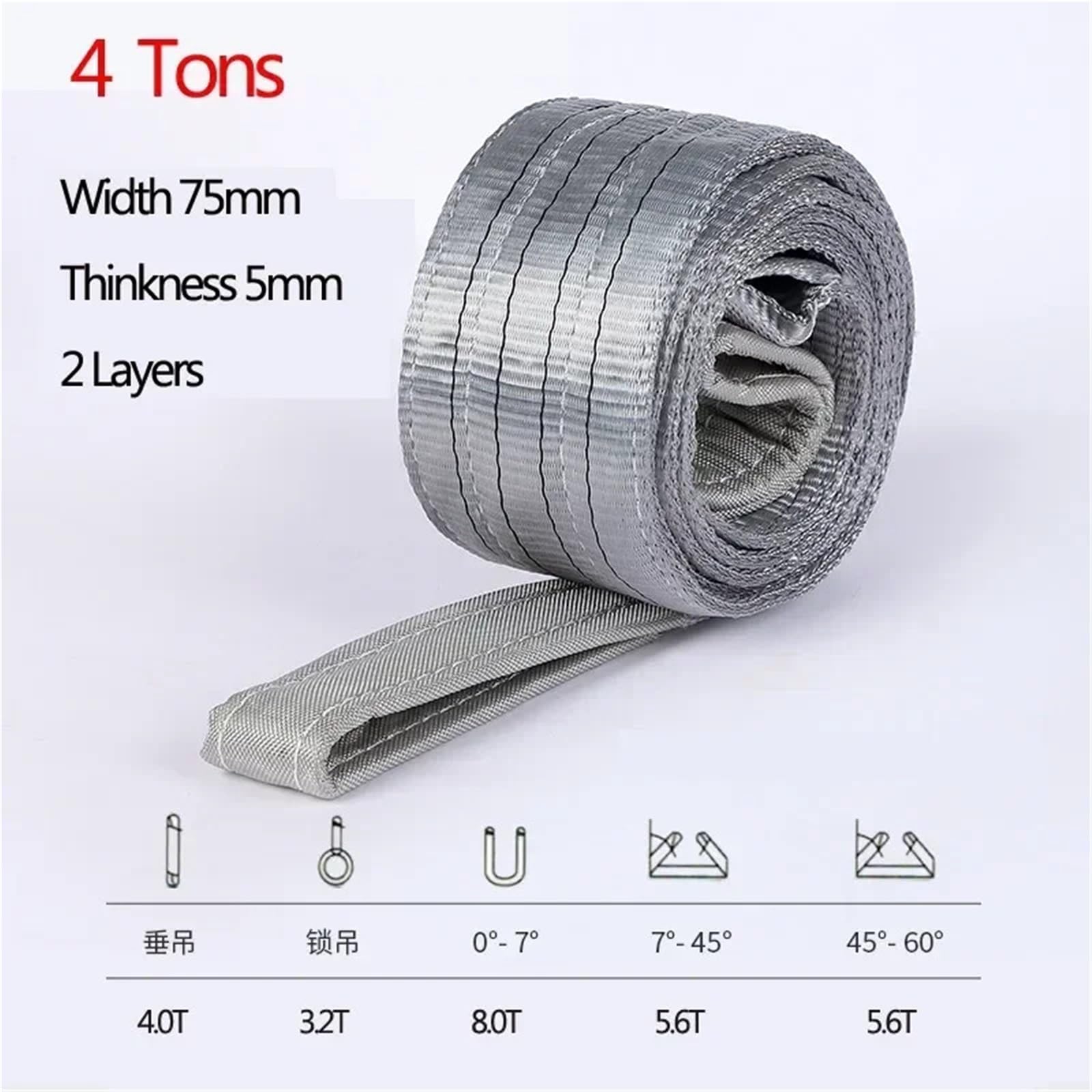 Bandschlingen Polyester-Flachösengurt for Gabelstapler, Kran, Anhänger, WLL 3T 4T | WLL 3 Ton Length 8m