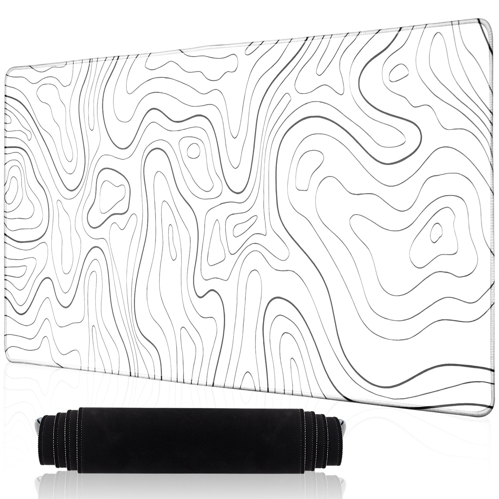Rierousy Alfombrilla Ratón XXL, Alfombrilla Gaming 900x400mm, Mouse Pad Antideslizante, Mousepad para Jugador de PC, Alfombrilla Blanca
