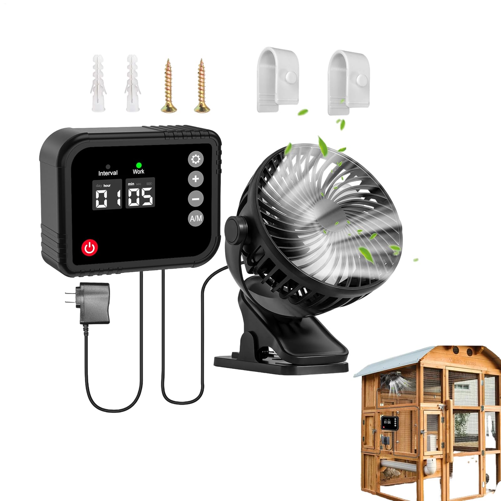 Ventilador de Planta, Ventilador De Giratoria De 360°, Dispositivo Para Intercambio Aéreo De Aves, Para Ático Cocina Garaje Invernadero Habitación Estudiante Granero Terraza Gallinero Gallinero