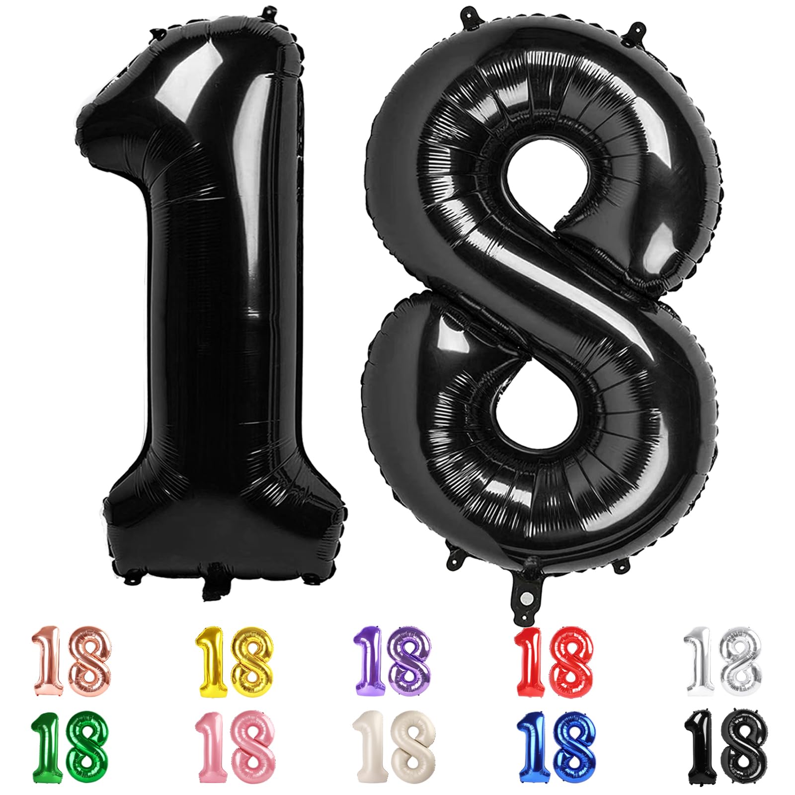18 Balloon Numbers, Numbers 18 Balloons 40 In, 18th Birthday Decorations for Boys Girls, 81st Black Birthday Big Party Decorations for Engagement,