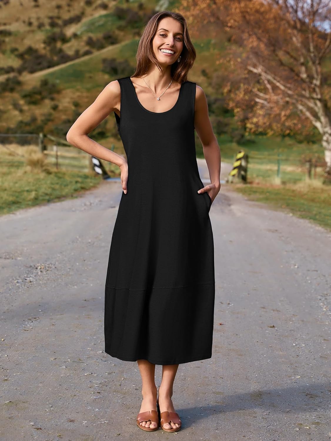 BerryGo Womens Summer Cotton Midi Dress Sleeveless Vacation Beach Casual Tank Dresses 2026 Long Sundress Trendy - Image 5