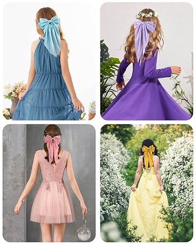 Miniatura 8 de 8 lazos para el cabello para mujer, de satén sedoso, pinzas para el cabello, pinzas para el cabello con cola larga, pinzas de metal para el cabello,