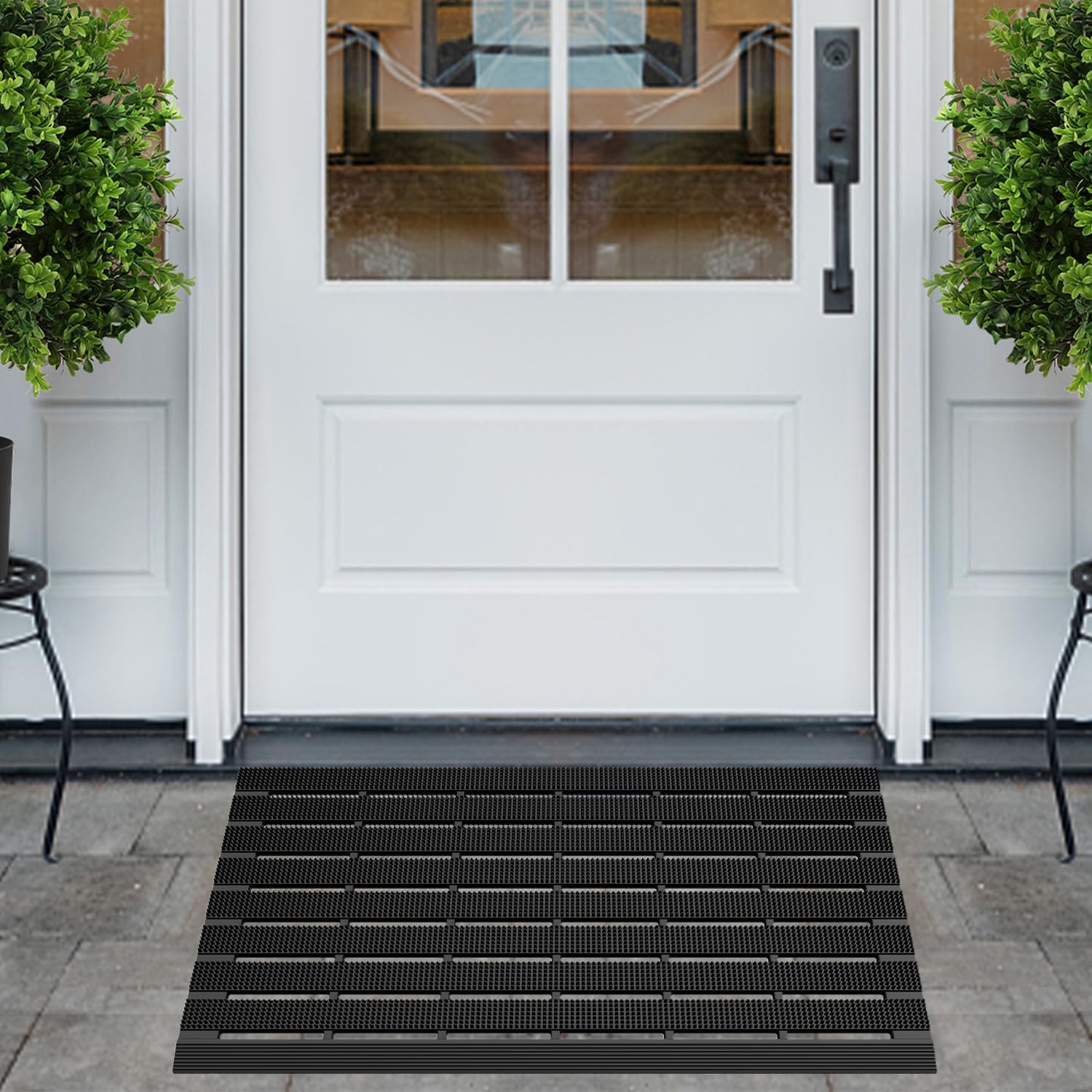 matall waterproof outdoor door mat - 36x24 inches non-slip drainage large door floor mat for indoor home pool entry garage? upgrade interlocking mat? 2' x 3' (rectangular) black