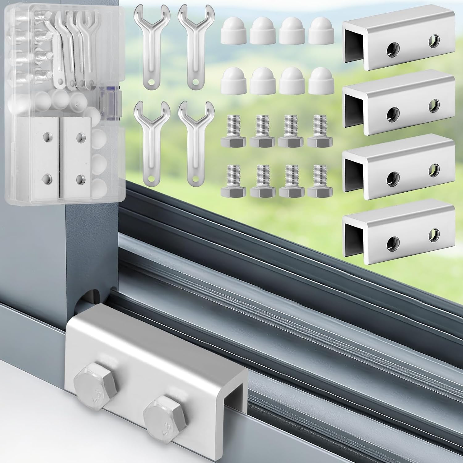 3 Set Sliding Window Locks, 10mm to 50mm Adjustable Window Stopper w/Keys, Stainless Steel Childproof Window Locks for Vertical and Horizontal Sliding Window, Window Restrictor for Increase Security