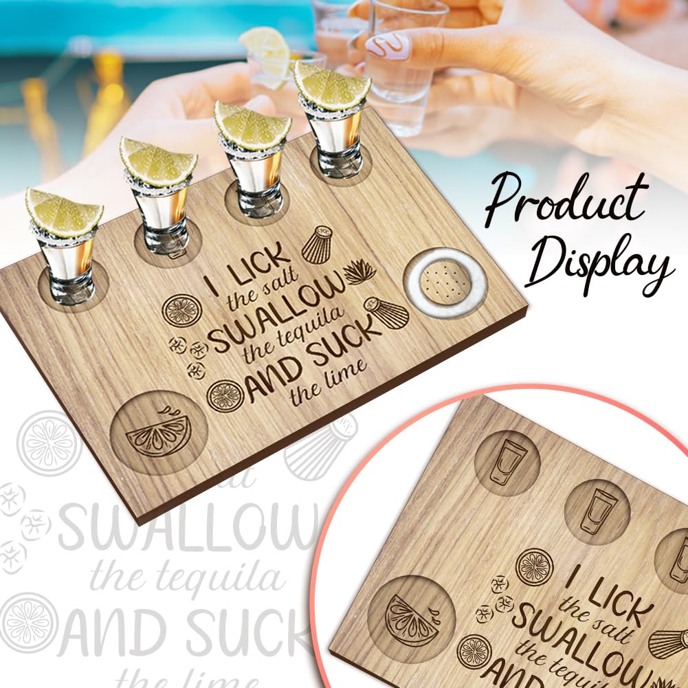 Plateau Bois Shot Crâne BENECREAT - Plateau Service Tequila Forme Crâne - Bois Avec Bord Sel - 20x30cm - Bar Et Fêtes Plateau Bar Thème Crâne