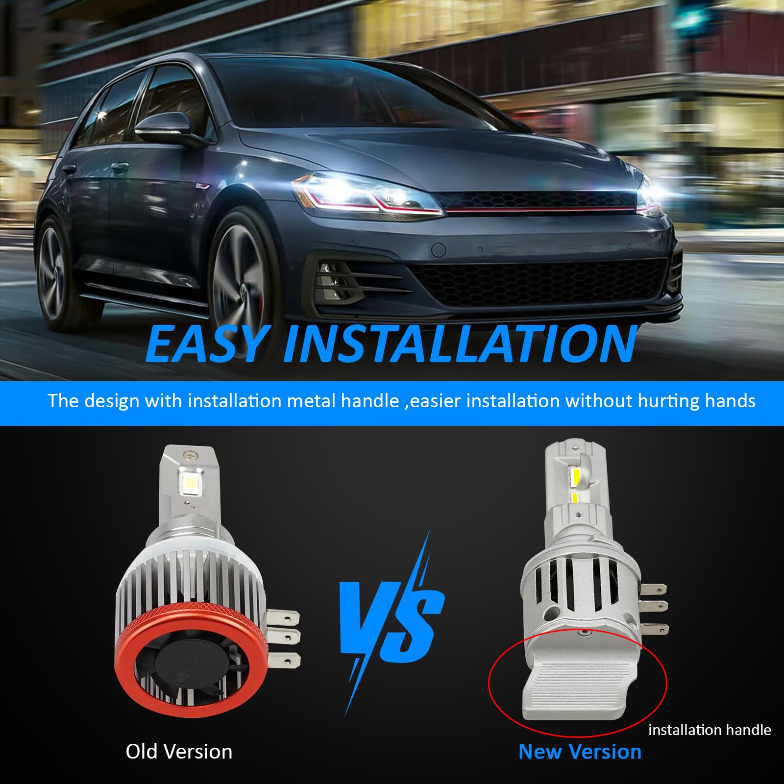 D-Lumina Lampadina H15 LED 99.99% Canbus 120W 16000LM 6500K Chip Seoul CSP Super Luminoso Kit di Conversione Fari per Auto a LED Con Ventola di Raffreddamento, 2 pezzi