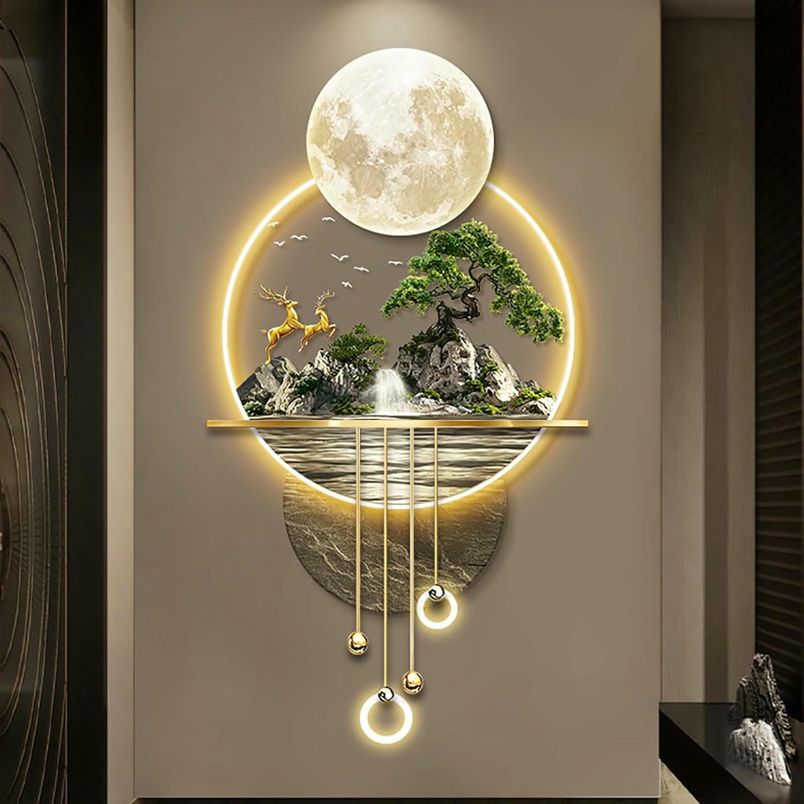 Tableau décoratif LED 3D paysage créatif haut de gamme à suspendre au mur avec relief